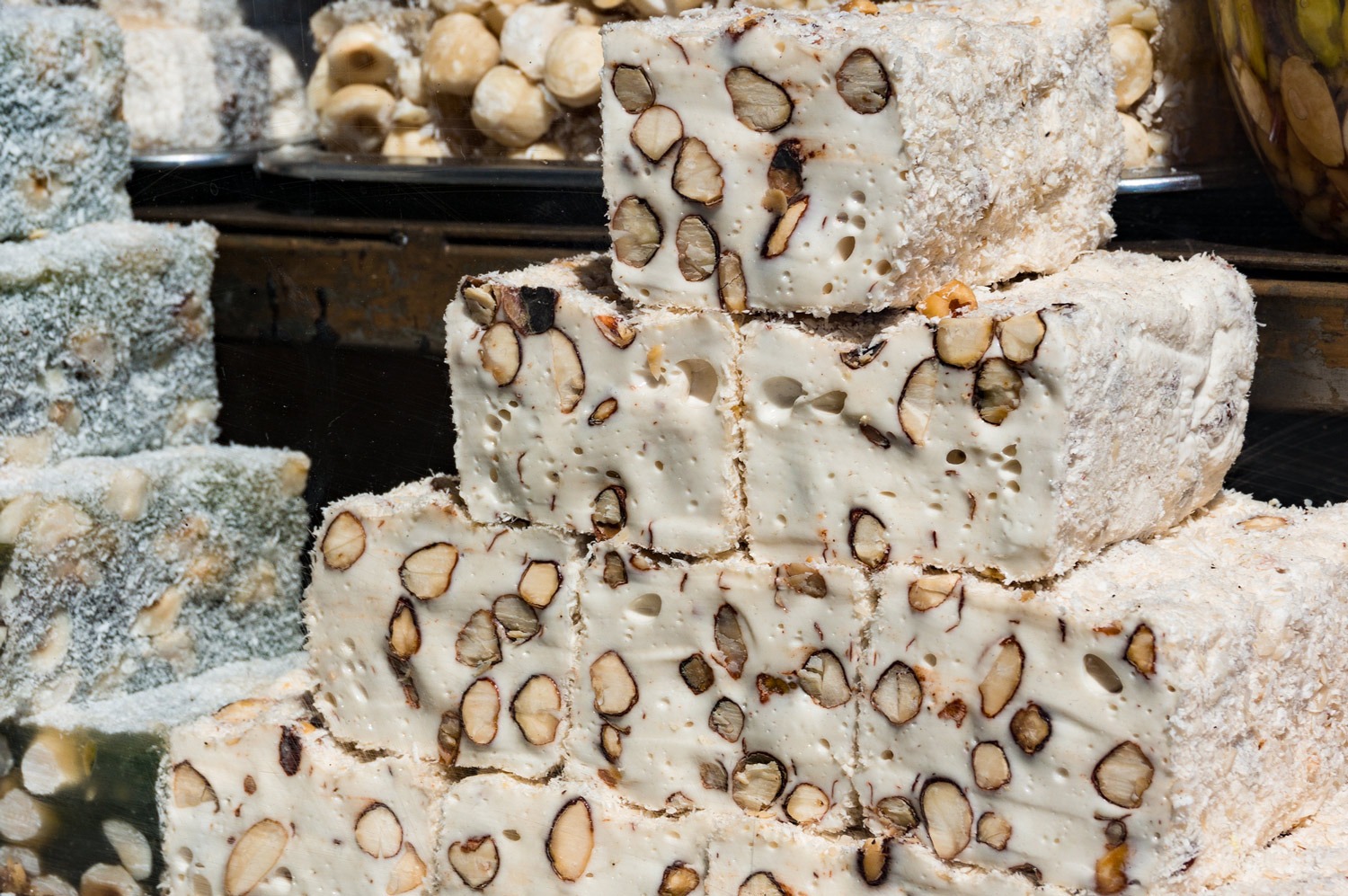 Typical artisanal nougat from the Cévennes presented at a local market